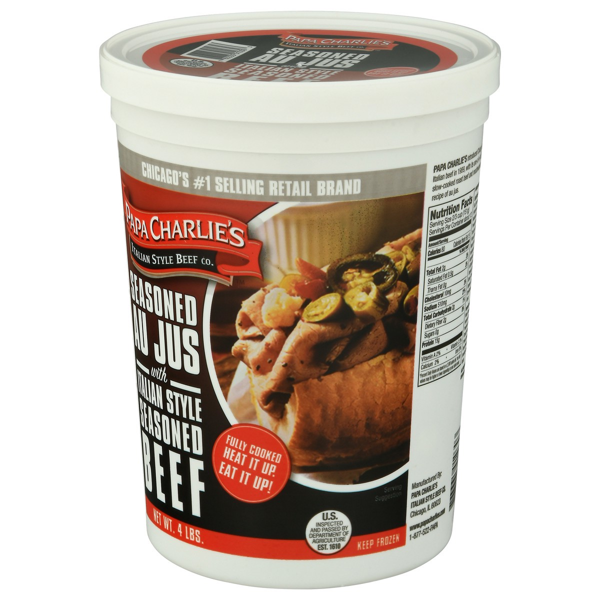 slide 9 of 9, Papa Charlie's Seasoned Au Jus with Italian Style Seasoned Beef 4 lb, 4 lb