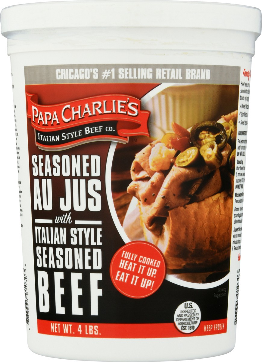 slide 4 of 9, Papa Charlie's Seasoned Au Jus with Italian Style Seasoned Beef 4 lb, 4 lb