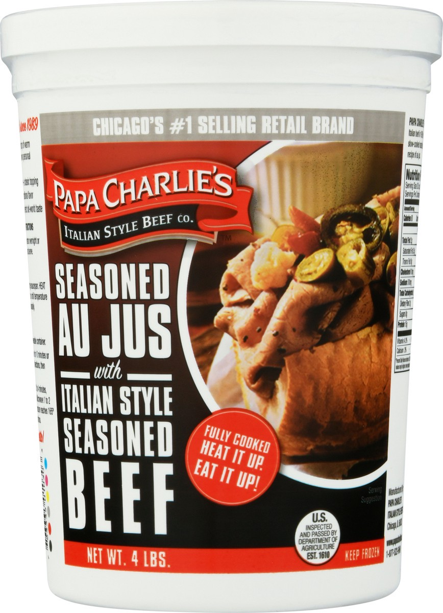 slide 3 of 9, Papa Charlie's Seasoned Au Jus with Italian Style Seasoned Beef 4 lb, 4 lb