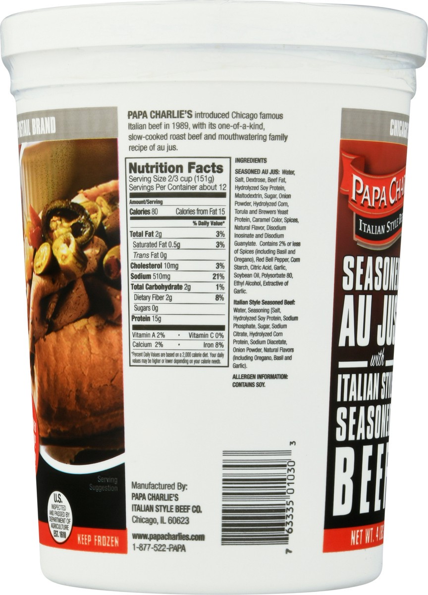 slide 2 of 9, Papa Charlie's Seasoned Au Jus with Italian Style Seasoned Beef 4 lb, 4 lb