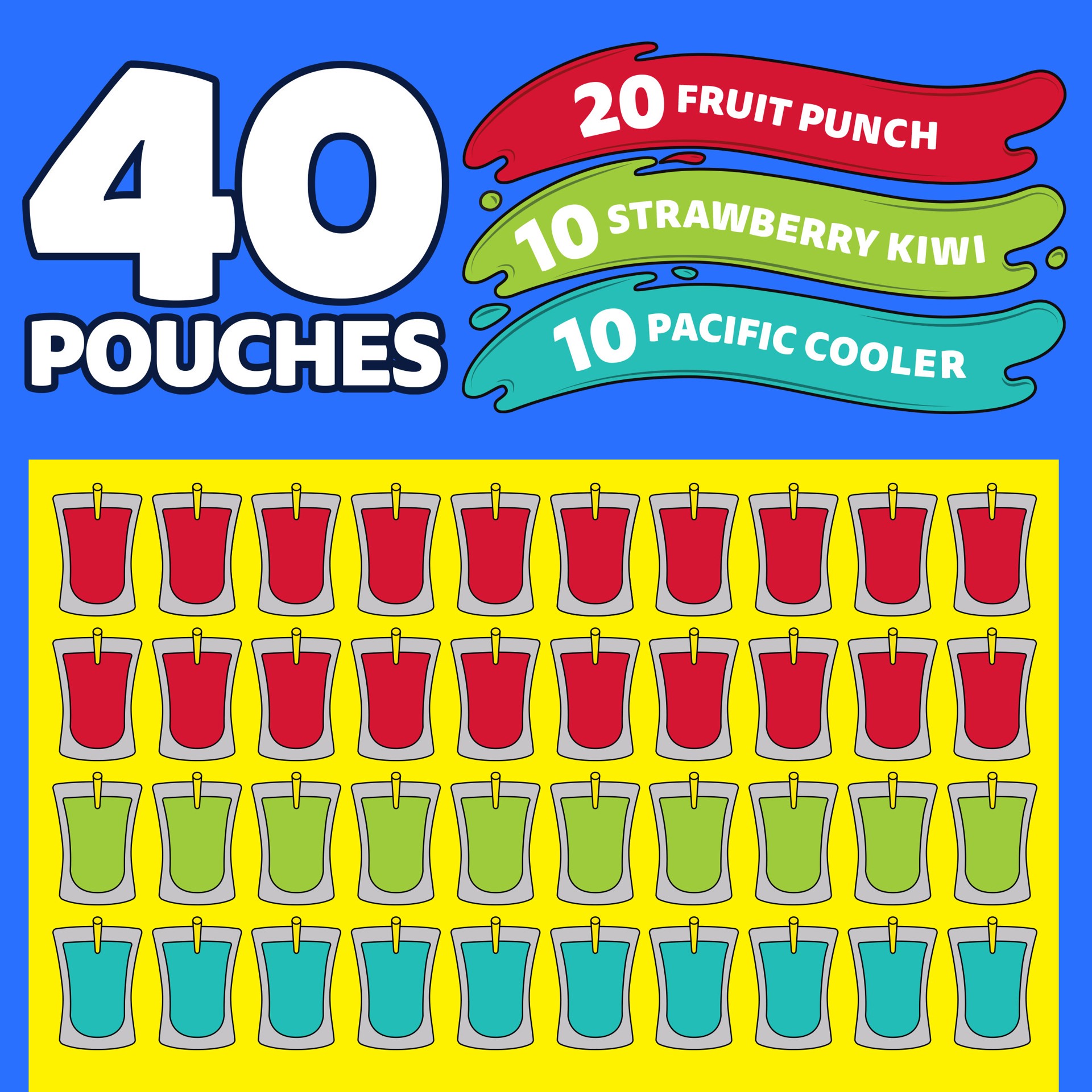 slide 4 of 5, Capri Sun Fruit Punch, Strawberry Kiwi and Pacific Cooler Flavored with other natural flavor Juice Drink Blend Variety Pack, 40 ct Box, 6 fl oz Pouches, 40 ct