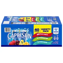 Capri Sun Fruit Punch, Strawberry Kiwi and Pacific Cooler Flavored with other natural flavor Juice Drink Blend Variety Pack, 40 ct Box, 6 fl oz Pouches