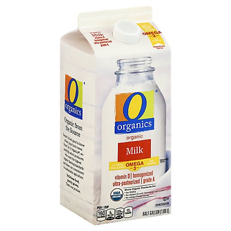 slide 1 of 1, O Organics Organic Whole Milk With Dha - Half Gallon, 1 ct