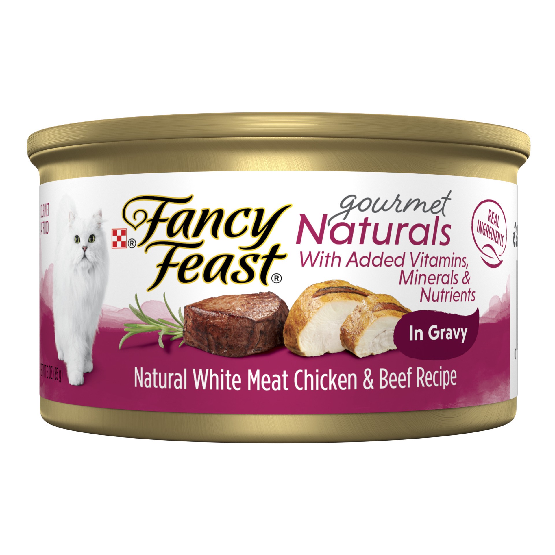 slide 1 of 8, Fancy Feast Gourmet Naturals Wet Cat Food Purina Fancy Feast Gourmet Naturals Natural White Meat Chicken & Beef, 3 oz
