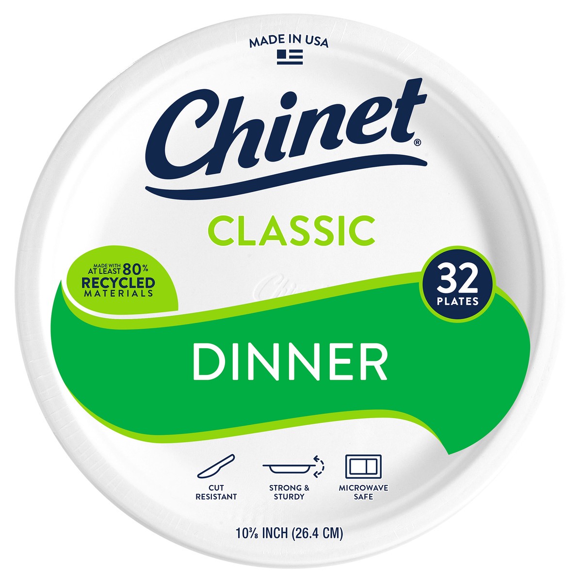 slide 5 of 8, Chinet Classic Dinner Plate 10 3/8in (32 Count), 32 ct