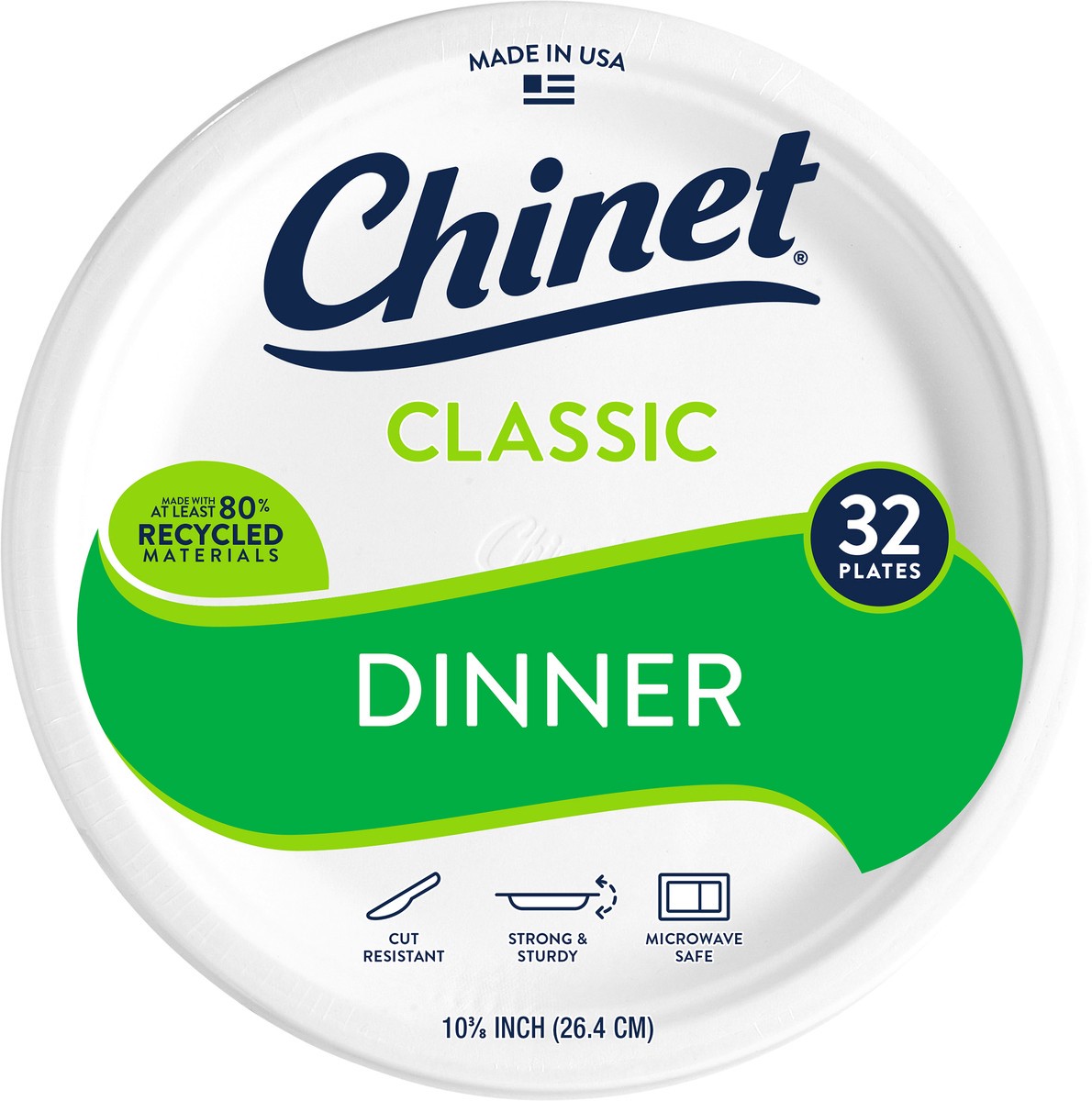 slide 4 of 8, Chinet Classic Dinner Plate 10 3/8in (32 Count), 32 ct