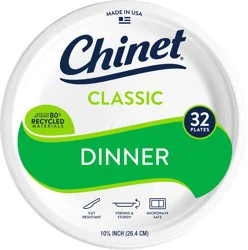 Chinet Classic Dinner Plate 10 3/8in (32 Count)