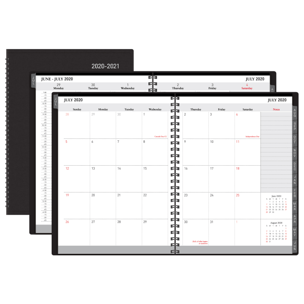 slide 1 of 4, Office Depot Weekly/Monthly Academic Planner, Vertical Format, 8'' X 11'', 30% Recycled, Black, July 2020 To August 2021, 1 ct