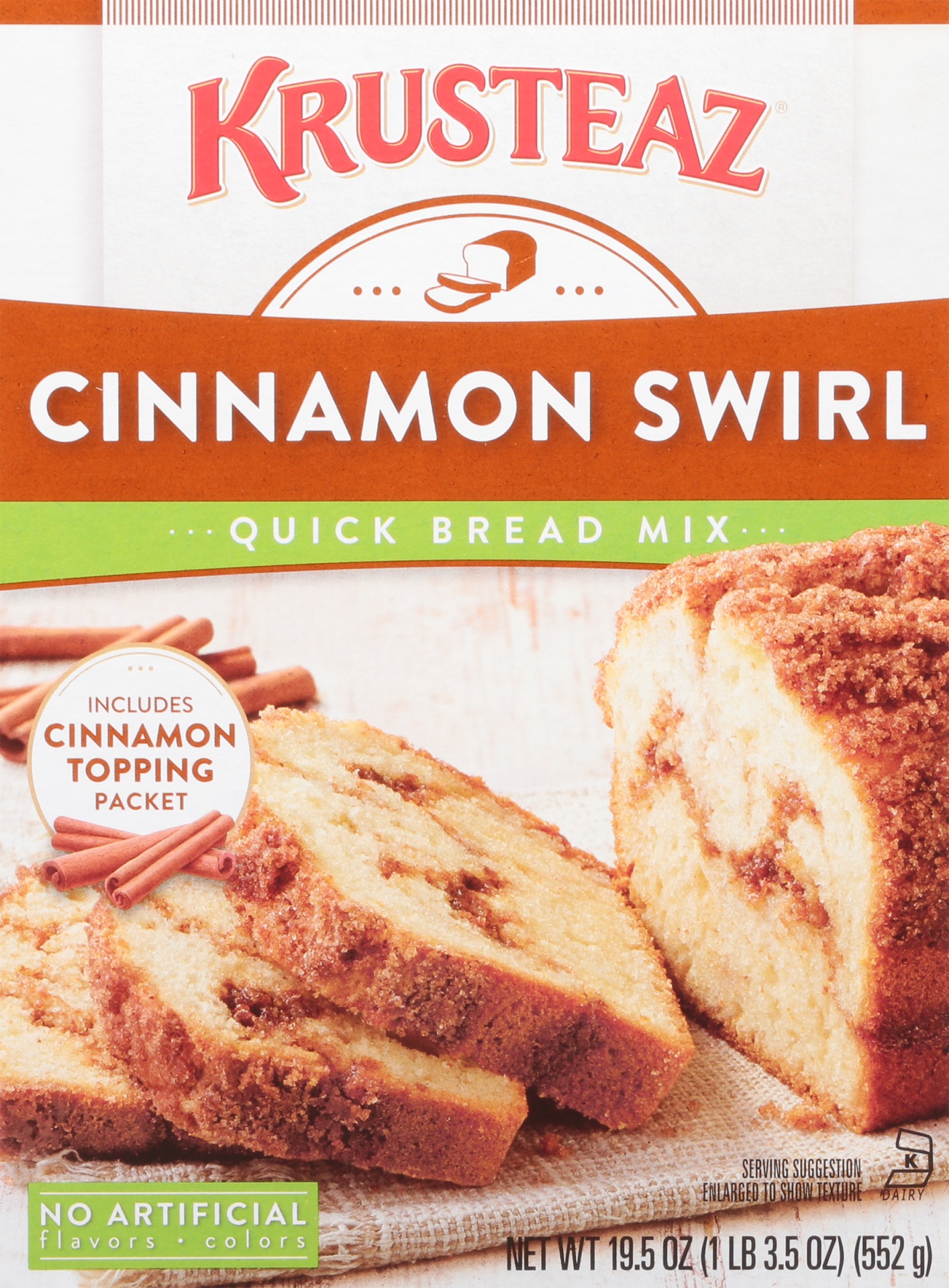 slide 1 of 1, Krusteaz Cinnamon Swirl Quick Bread Mix, 19.5 oz