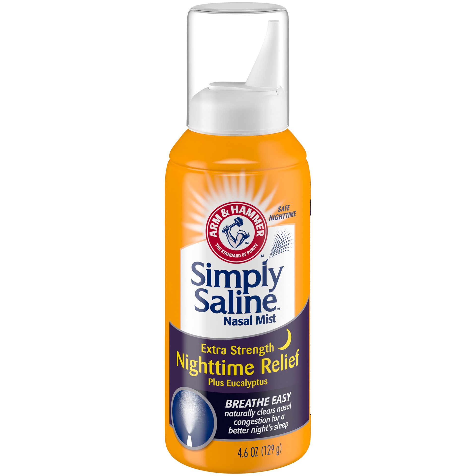 slide 1 of 4, ARM & HAMMER Simply Saline Nasal Mist, Nighttime Formula With Eucalyptus, 4.6 oz