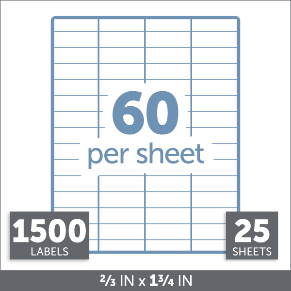 slide 2 of 3, Office Depot Brand Inkjet/Laser Return Address Labels, Rectangle, 2/3"" X 1 3/4"", White, Pack Of 1,500, 1 ct