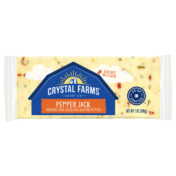 slide 1 of 1, Crystal Farms Cheese, Pepper Jack, 7 oz
