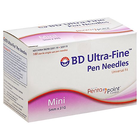 slide 1 of 1, Bd Uf Iii Pen Needles Mini 3/16 - 100 CT, 100 ct