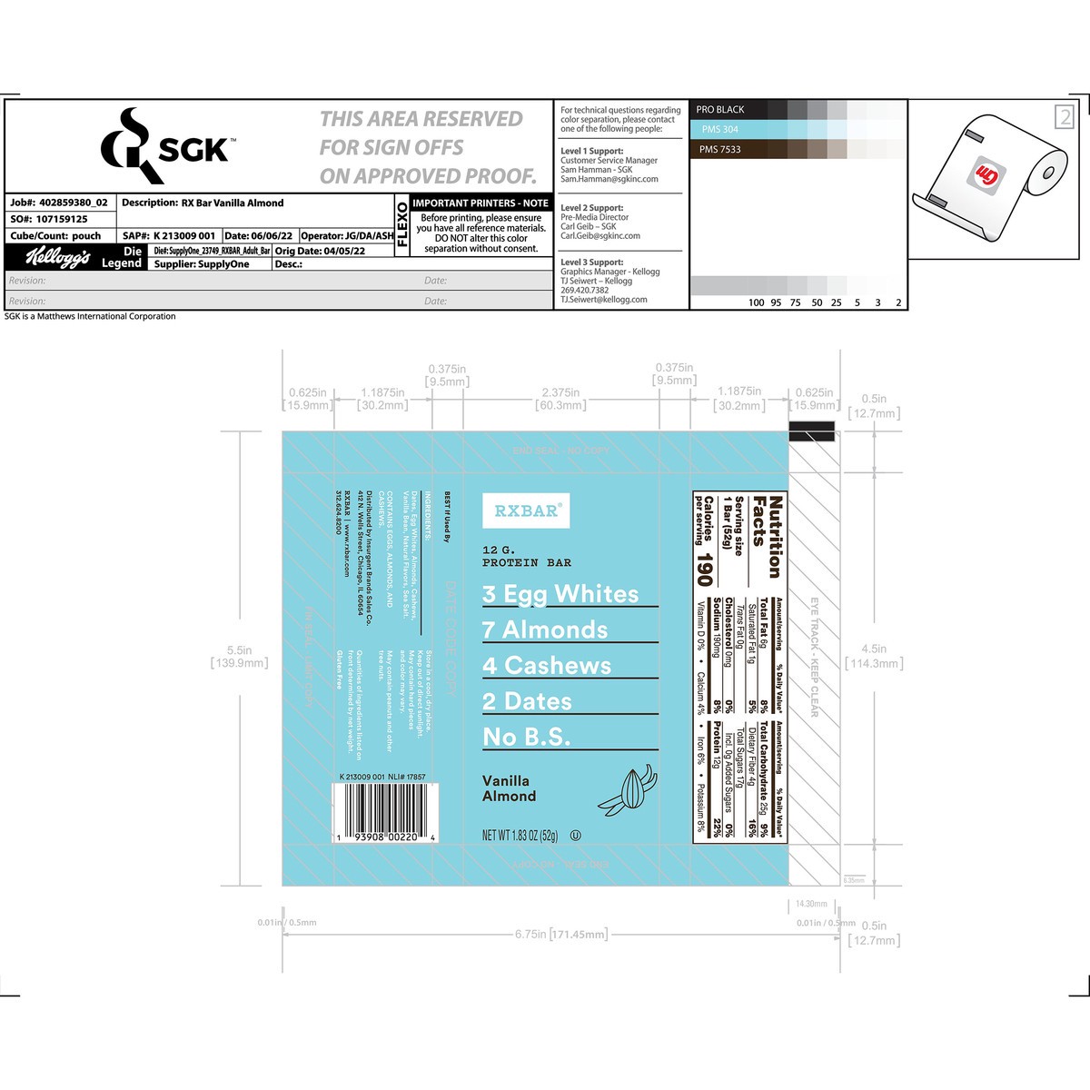 slide 12 of 12, RXBAR Protein Bar, Vanilla Almond, 1.83 oz, 1 ct