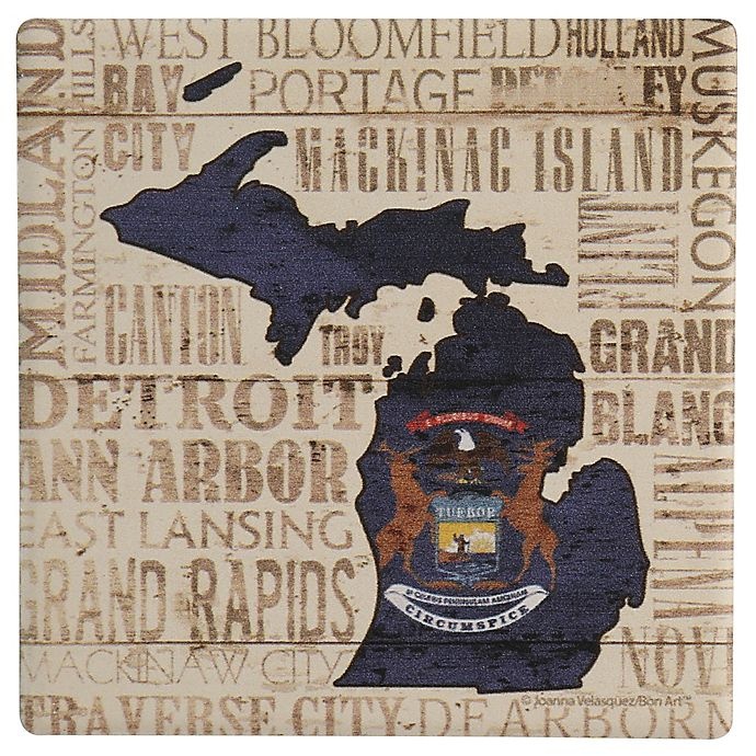 slide 1 of 1, Thirstystone Dolomite State Michigan Single Coaster, 1 ct