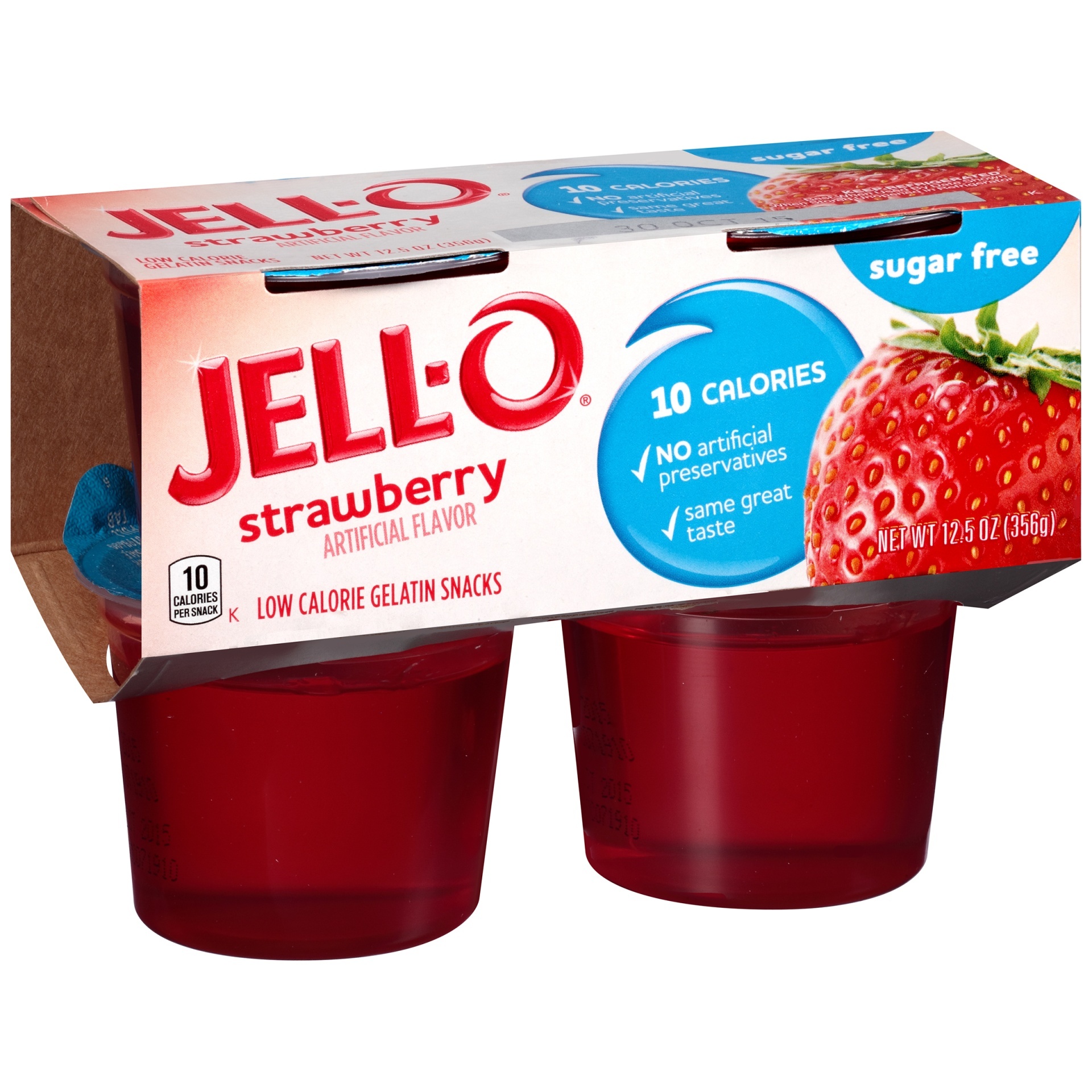 slide 2 of 6, Jell-O Strawberry Sugar Free Ready-to-Eat Jello Cups Gelatin Snack Cups, 4 ct; 12.5 oz
