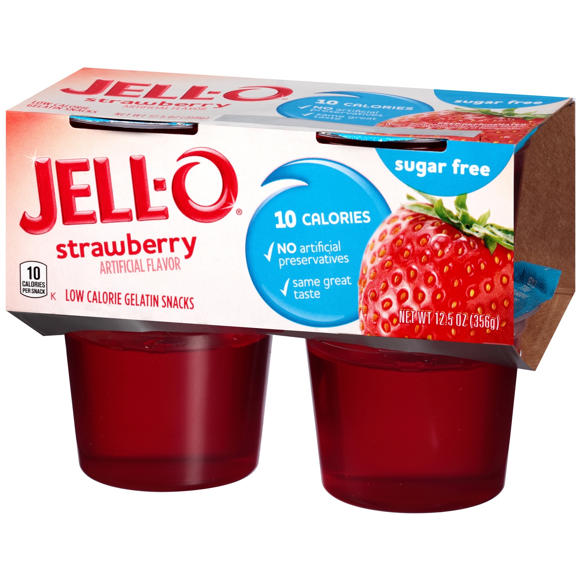 slide 3 of 6, Jell-O Strawberry Sugar Free Ready-to-Eat Jello Cups Gelatin Snack Cups, 4 ct; 12.5 oz
