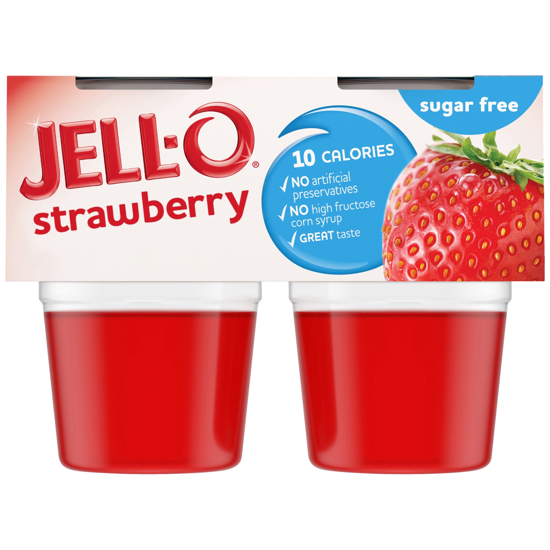 slide 1 of 6, Jell-O Strawberry Sugar Free Ready-to-Eat Jello Cups Gelatin Snack Cups, 4 ct; 12.5 oz