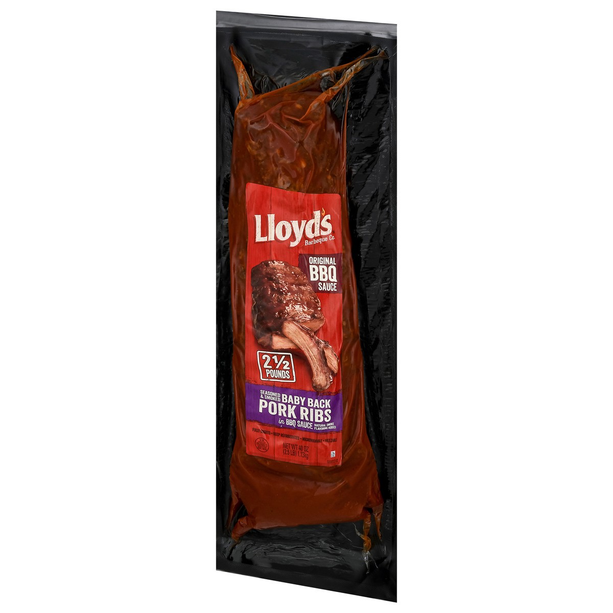 slide 9 of 9, Lloyd's Barbeque Company LLOYD'S Seasoned and Smoked Baby Back Pork Ribs in BBQ Sauce, 40 oz