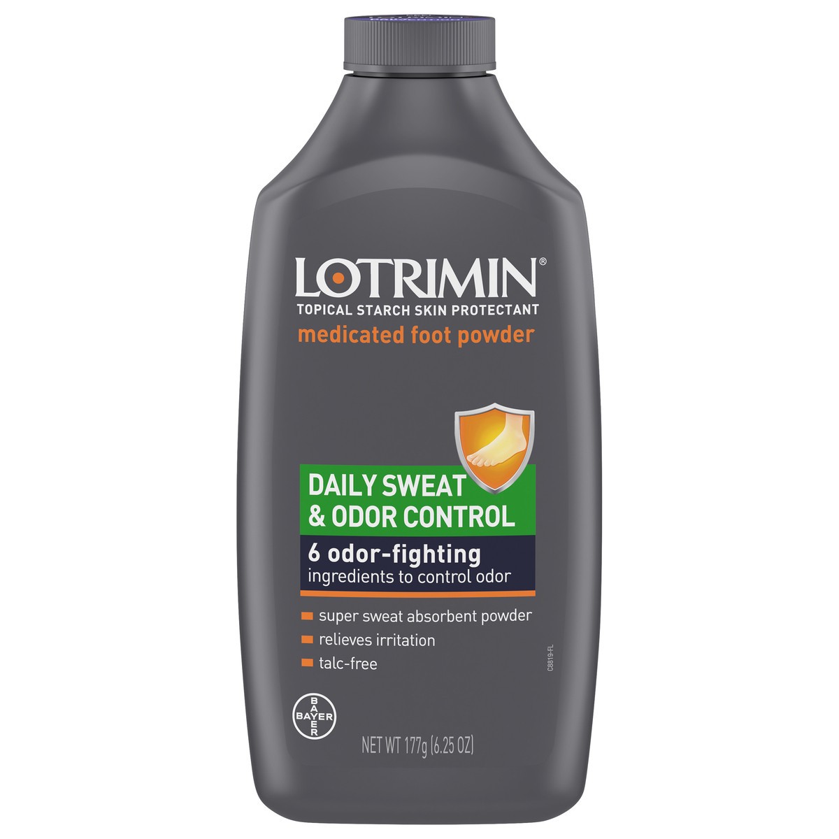 slide 2 of 10, Lotrimin Daily Sweat & Odor Control Medicated Foot Powder 177 gr Bottle, 177 g