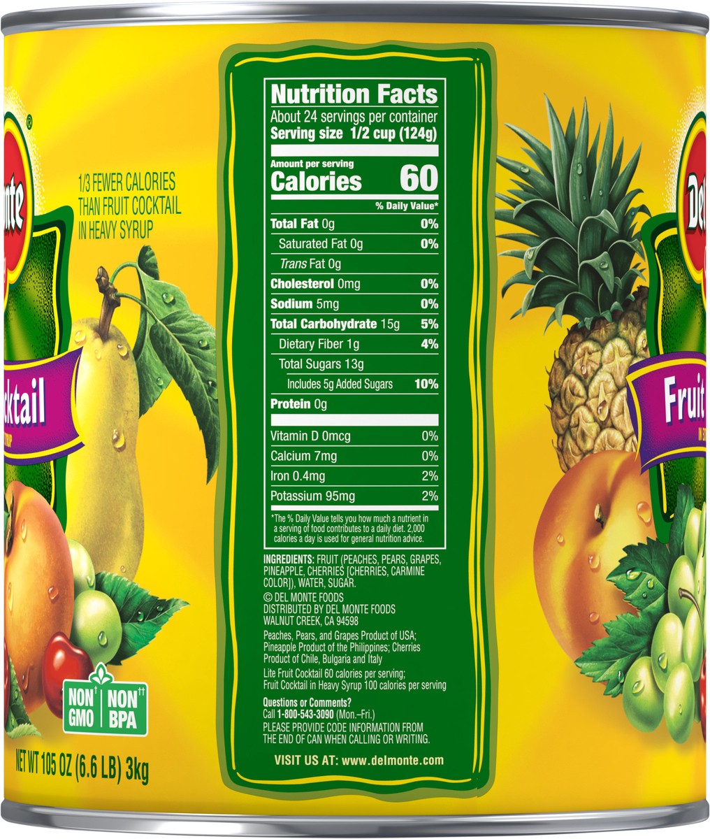 slide 6 of 6, Del Monte In Extra Light Syrup Fruit Cocktail 105 oz, 105 oz