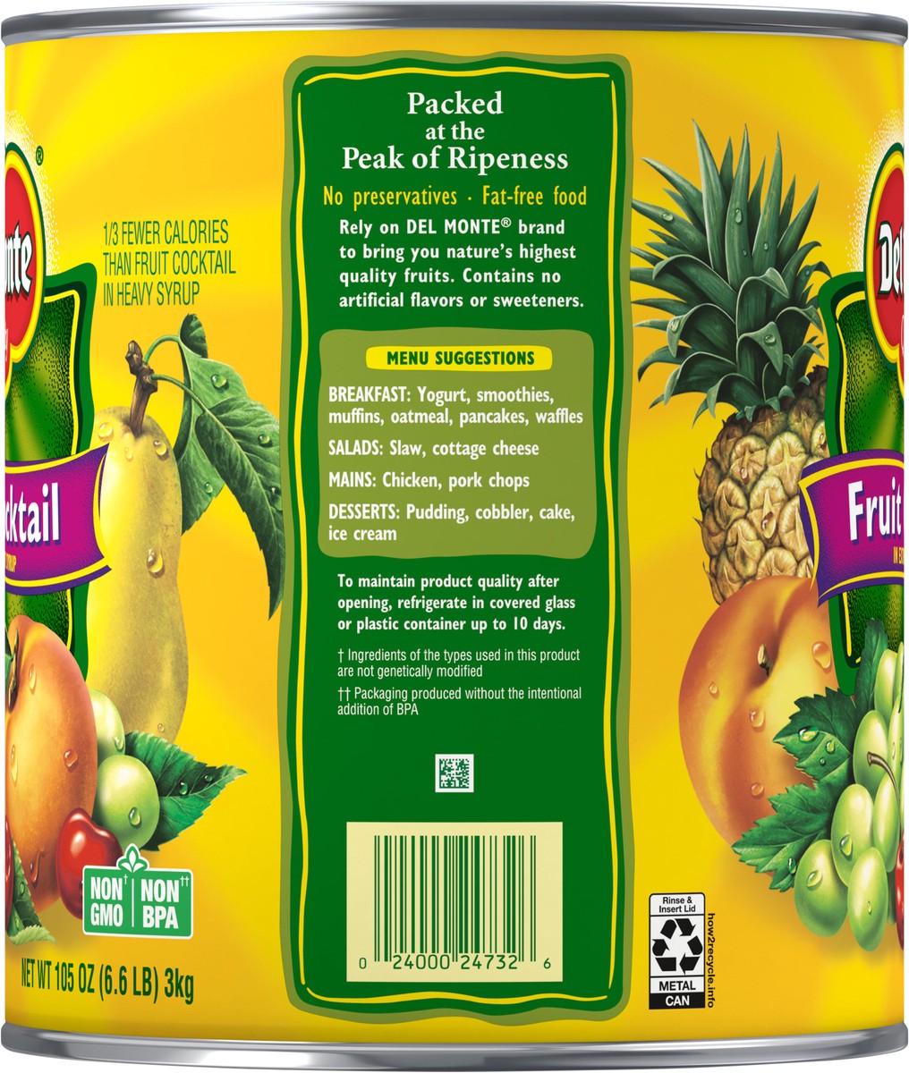 slide 3 of 6, Del Monte In Extra Light Syrup Fruit Cocktail 105 oz, 105 oz