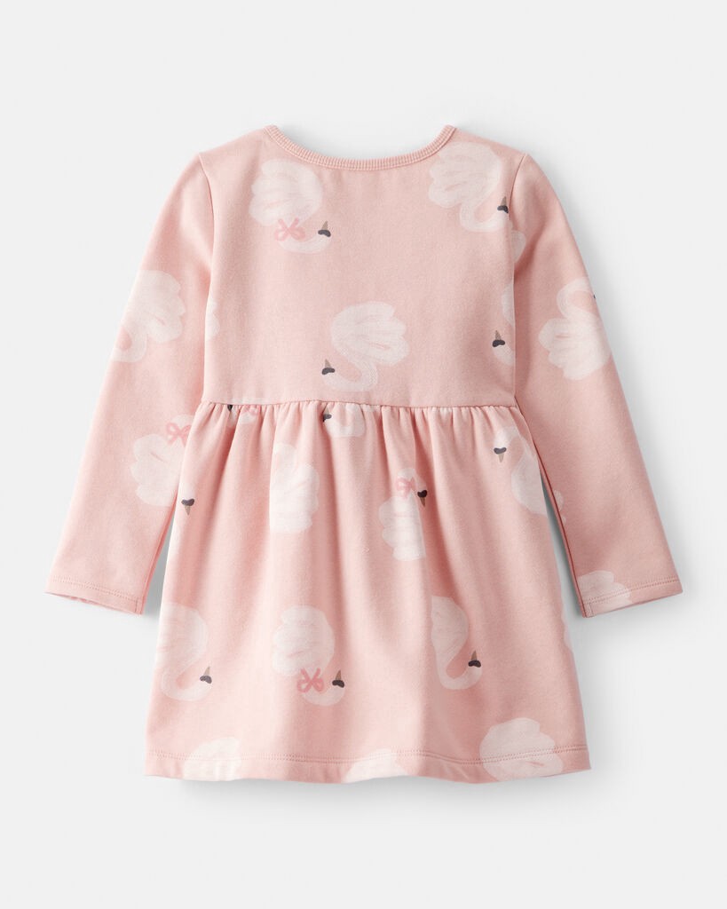 slide 3 of 3, Carter's Toddler Girl DayDream Fleece Swan Knit Dress - Pink Pink 5T, 1 ct