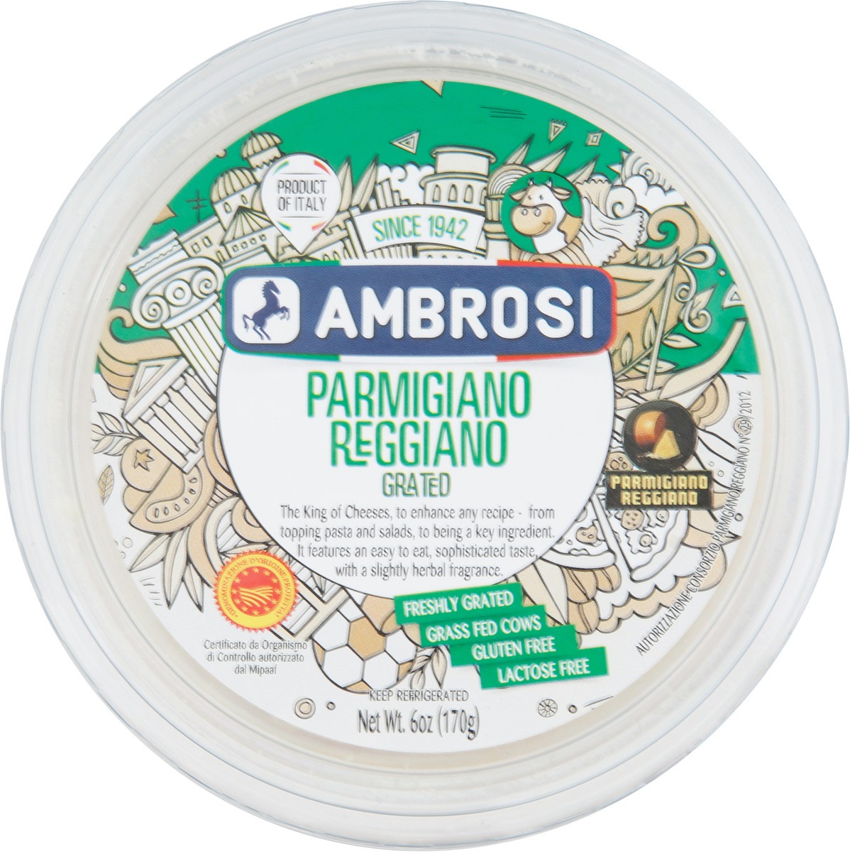 slide 3 of 7, Ambrosi Parmigiano Reggiano Grated Cheese 6 oz, 6 oz