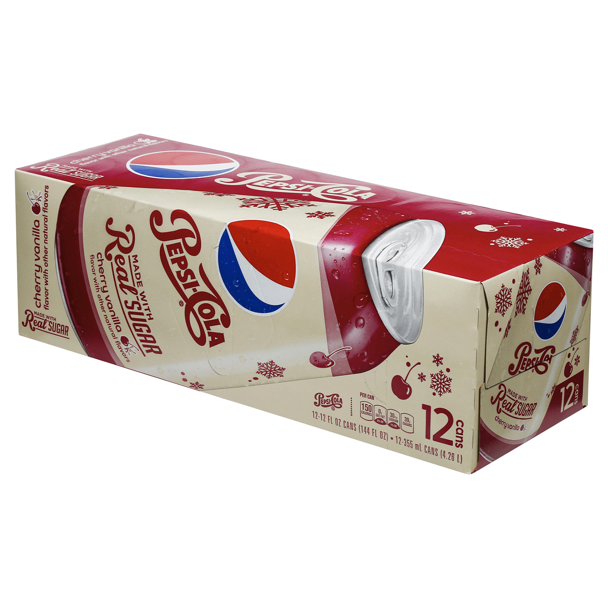 slide 3 of 7, Pepsi With Real Sugar Cherry Vanilla (12 - 12 Fluid Ounce) 144 Fluid Ounce Aluminum Can - 144 oz, 144 oz