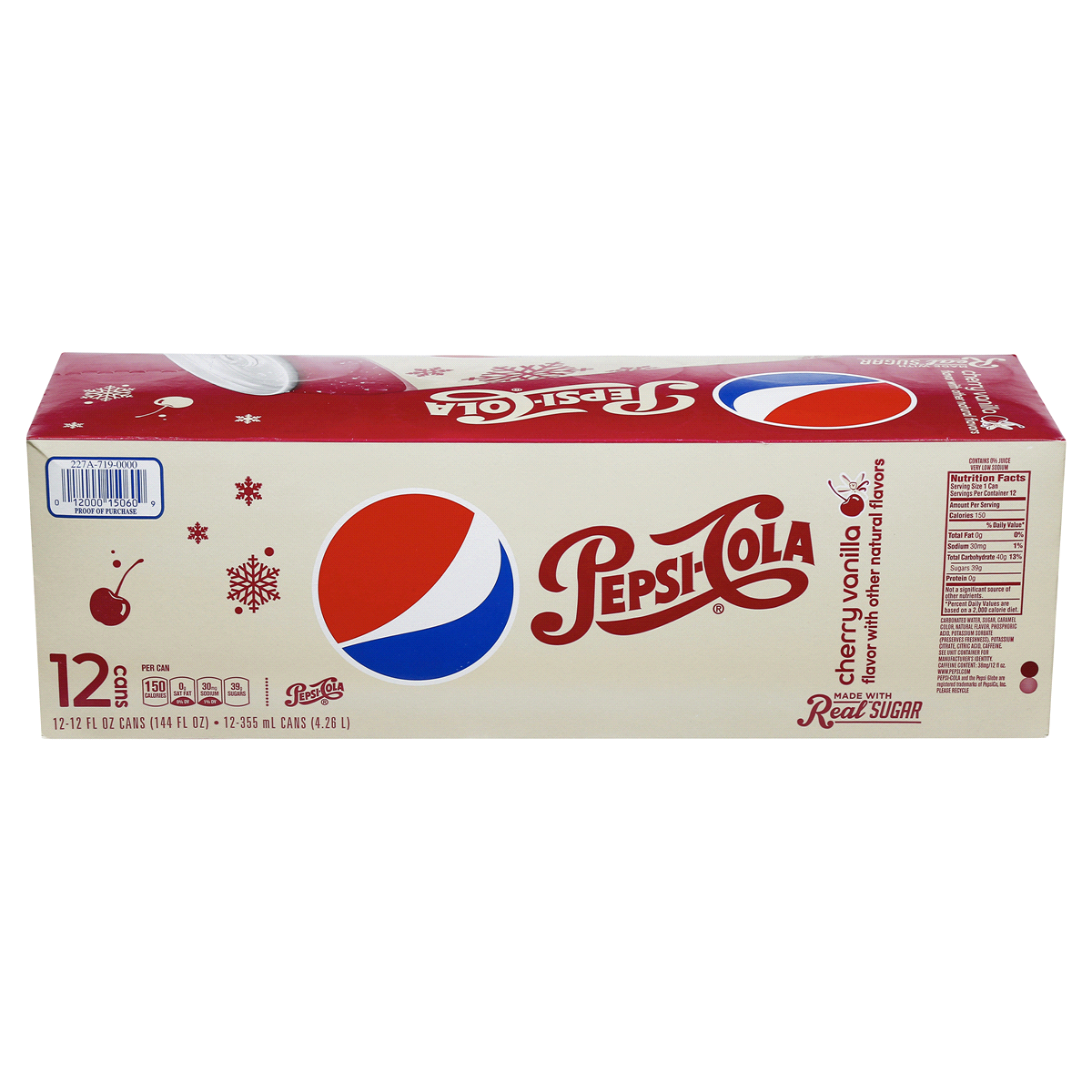 slide 6 of 7, Pepsi With Real Sugar Cherry Vanilla (12 - 12 Fluid Ounce) 144 Fluid Ounce Aluminum Can - 144 oz, 144 oz