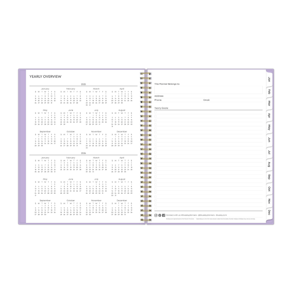 slide 4 of 8, 2025 Blue Sky Weekly/Monthly Planning Calendar, 8-1/2"" X 11"", Wisteria, January To December, 148906, 1 ct