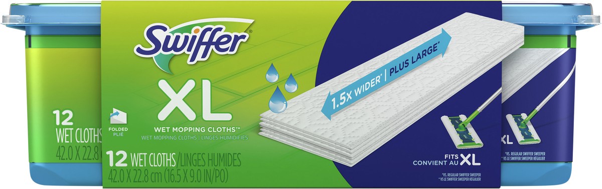 slide 2 of 3, Swiffer Sweeper X-Large Wet Mopping Pad, Multi Surface Refills for Swiffer Floor Mop, Open Window Fresh Scent, 12 Count, 12 ct