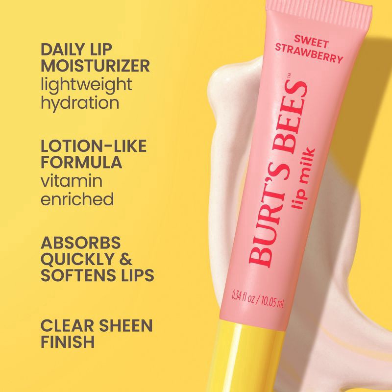 slide 2 of 10, Burt's Bees Daily Moisturizer Sweet Strawberry Lip Milk 0.34 fl oz, 0.34 fl oz