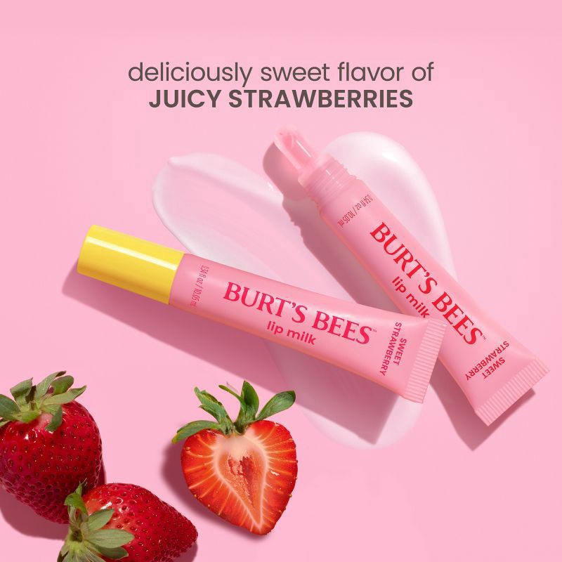 slide 8 of 10, Burt's Bees Daily Moisturizer Sweet Strawberry Lip Milk 0.34 fl oz, 0.34 fl oz