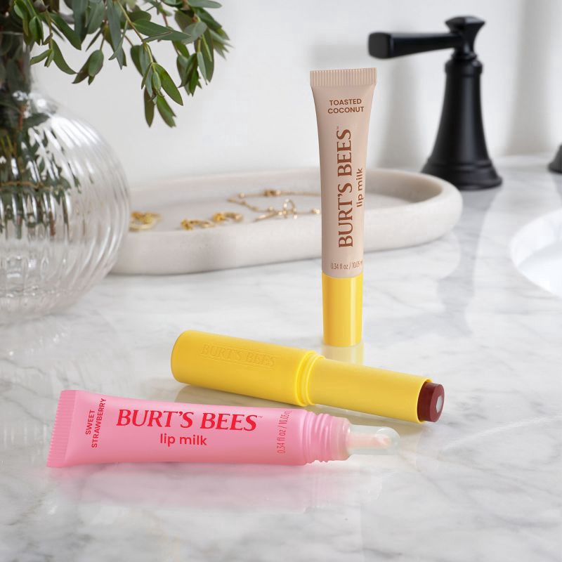 slide 3 of 10, Burt's Bees Daily Moisturizer Sweet Strawberry Lip Milk 0.34 fl oz, 0.34 fl oz