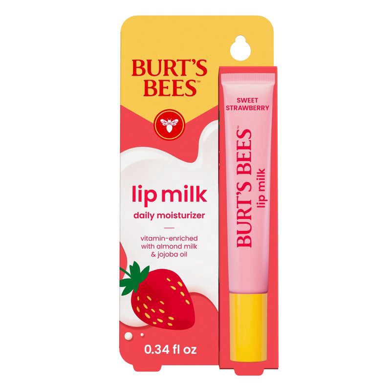 slide 1 of 10, Burt's Bees Daily Moisturizer Sweet Strawberry Lip Milk 0.34 fl oz, 0.34 fl oz