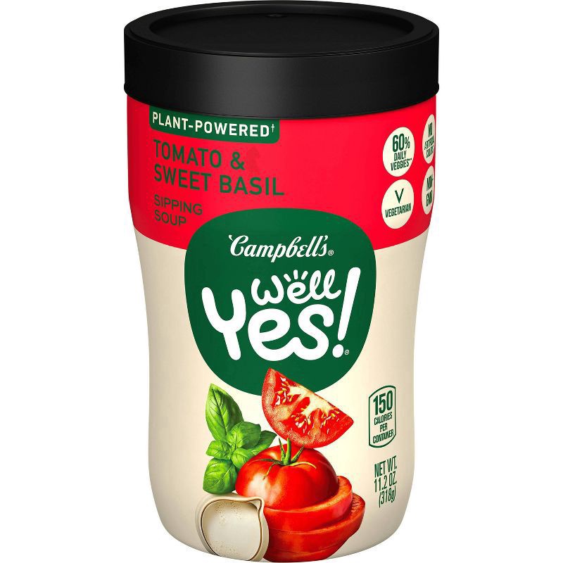 slide 1 of 5, Campbell's Well Yes Tomato And Sweet Basil Sipping Soup, 11.2 oz