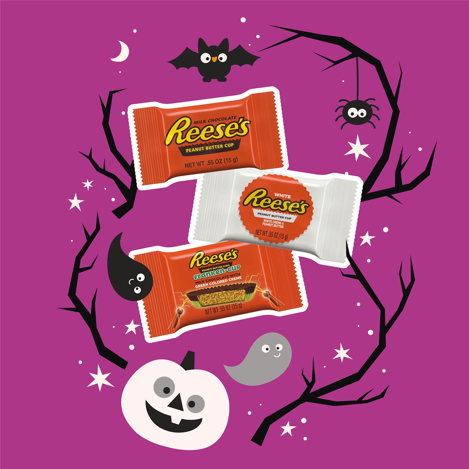 slide 7 of 8, Reese's Halloween Lovers Assortment Peanut Butter Cups Candy 75 Pieces, 75 ct