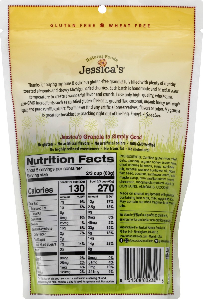 slide 5 of 8, Jessica's Gluten Free Almond Cherry Granola 11 oz, 11 oz