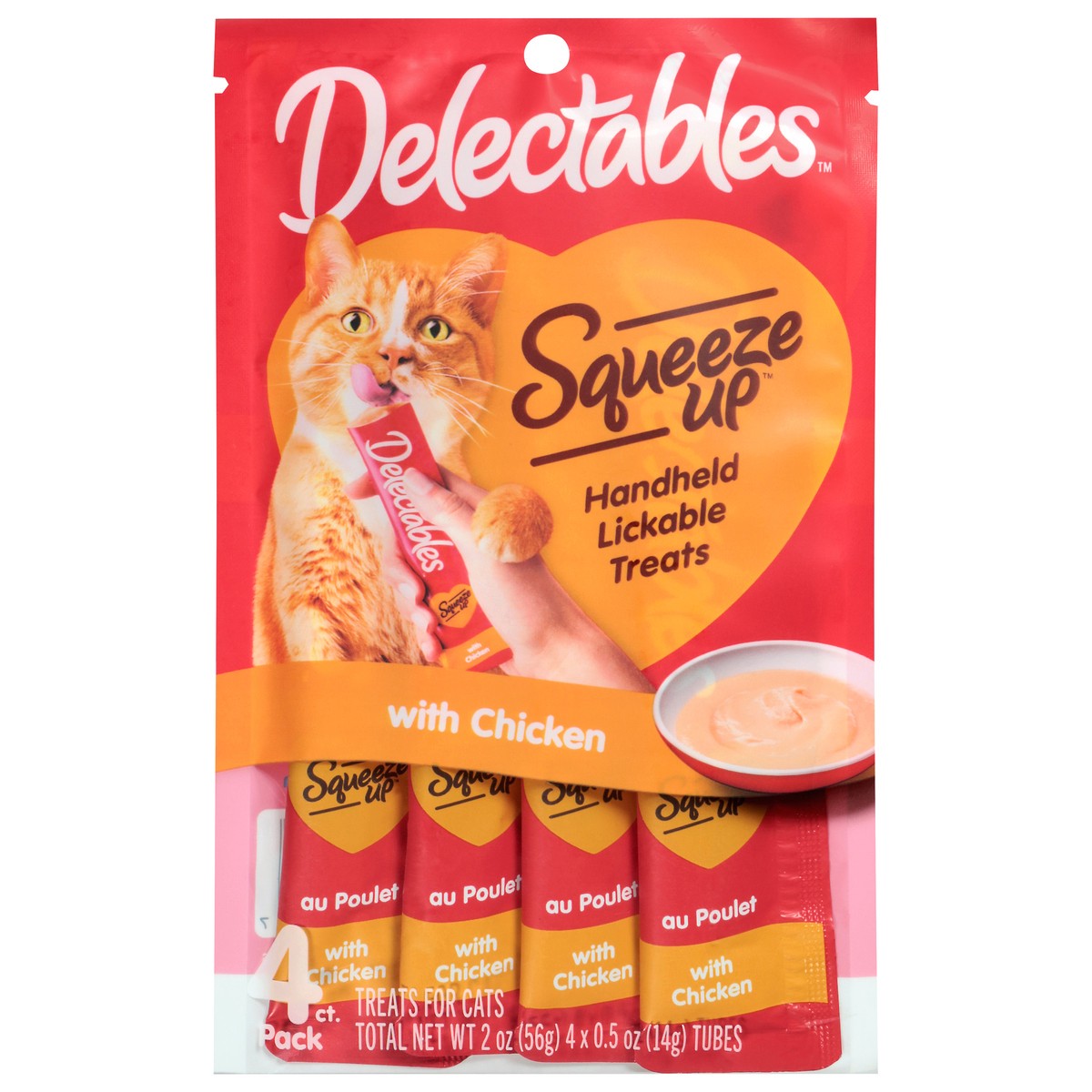 slide 1 of 12, Delectables Squeeze Up Handheld Lickable Treats with Chicken 4 - 0.5 oz Tubes, 4 ct