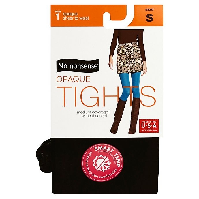 slide 1 of 1, No Nonsense Silky Opaque Sheer To Waist Tights Small Black, 1 ct