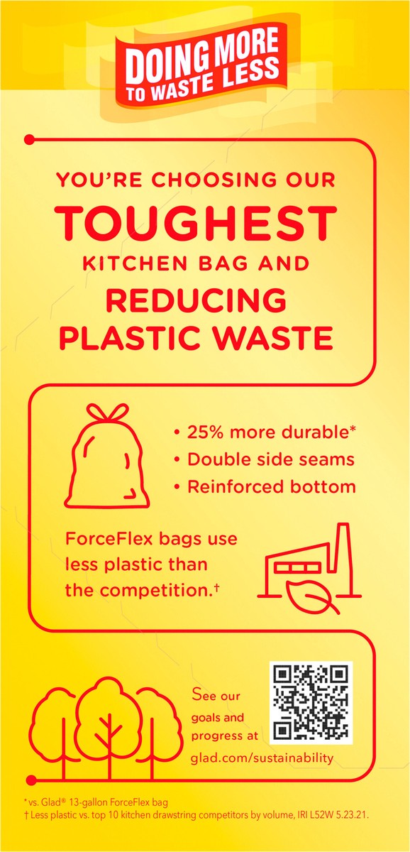 slide 9 of 9, Glad ForceFlexPlus Tall Kitchen Drawstring Febreze Cherry Blossom Trash Bags, 34 ct