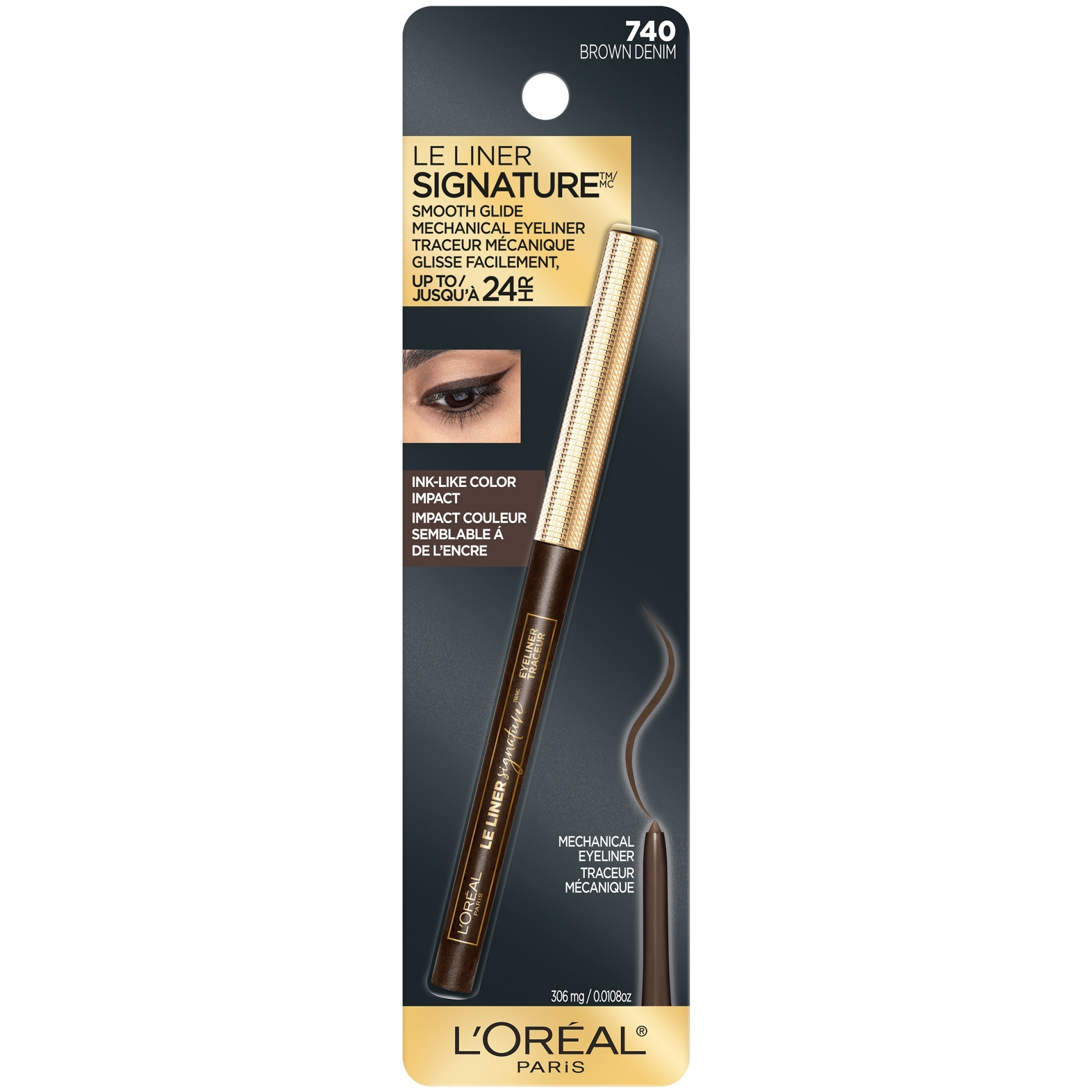 slide 1 of 1, L'Oréal Le Liner Signature Mechanical Eyeliner, Brown Denim 740, 0.011 oz