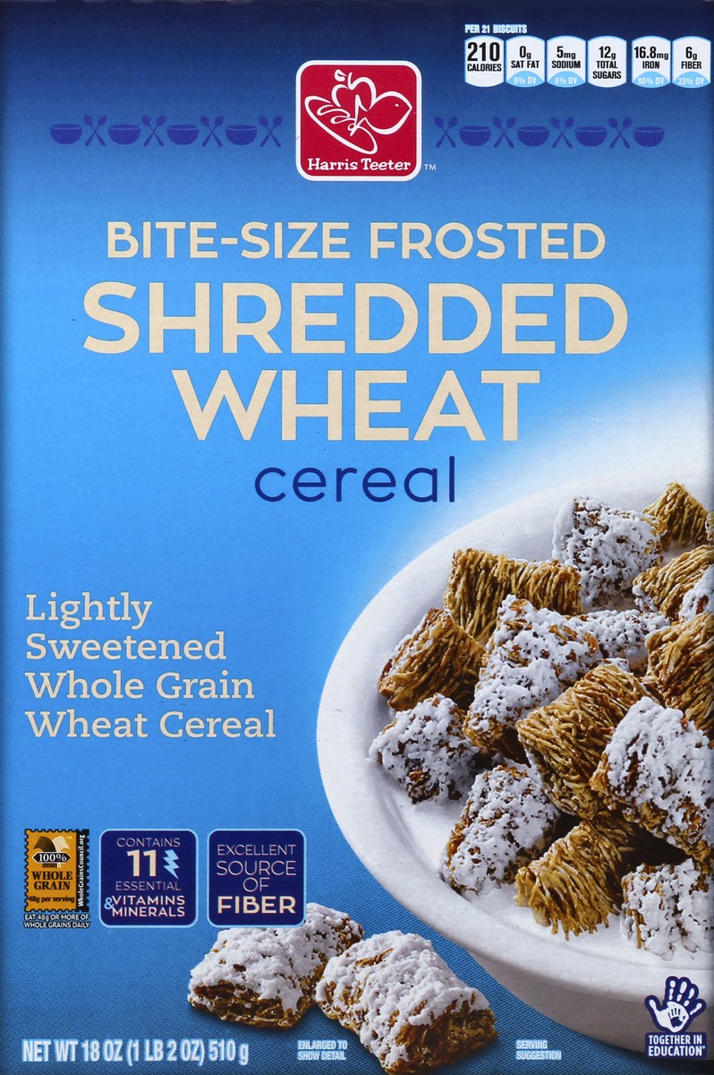 slide 2 of 4, Harris Teeter Cereal - Frosted Bite-Sized Shredded Wheat, 18 oz