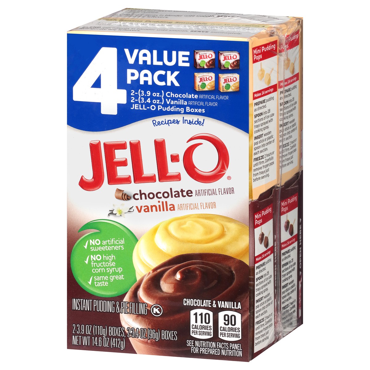 slide 5 of 12, Jell-O Chocolate & Vanilla Instant Pudding & Pie Filling Mix Value Pack, 4 ct Box, 4 ct