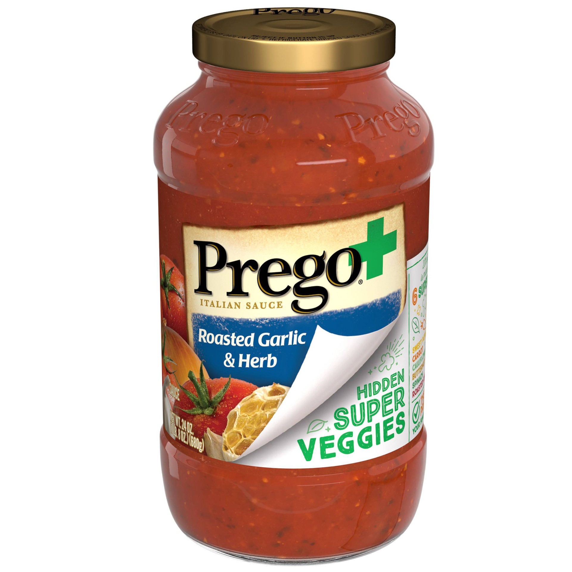 slide 1 of 6, Prego Plus Hidden Veggies Roasted Garlic & Herb Psta Sce, 24 oz