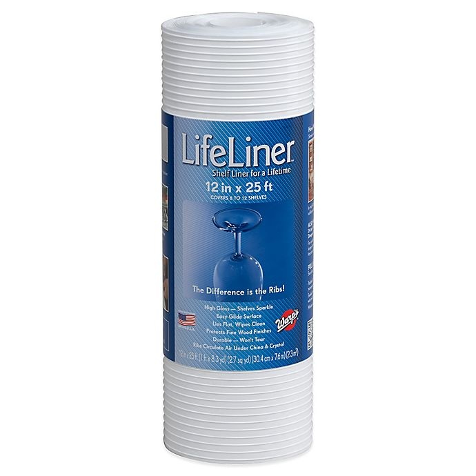 slide 1 of 2, Warp Brothers Lifeliner Non-Adhesive Shelf Liner - White, 12 in x 25 ft