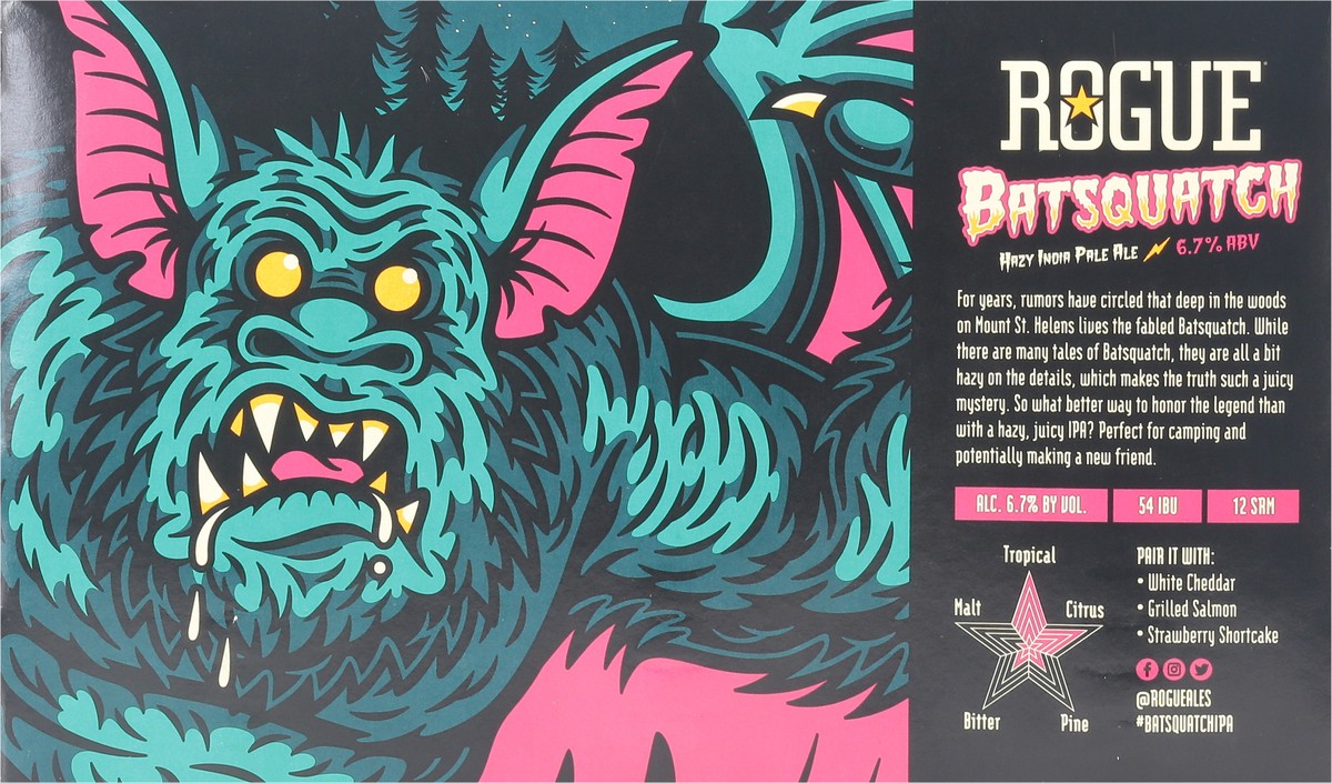 slide 10 of 10, Rogue Hazy IPA Batsquatch Beer 6 - 12 fl oz Cans, 6 ct; 12 oz