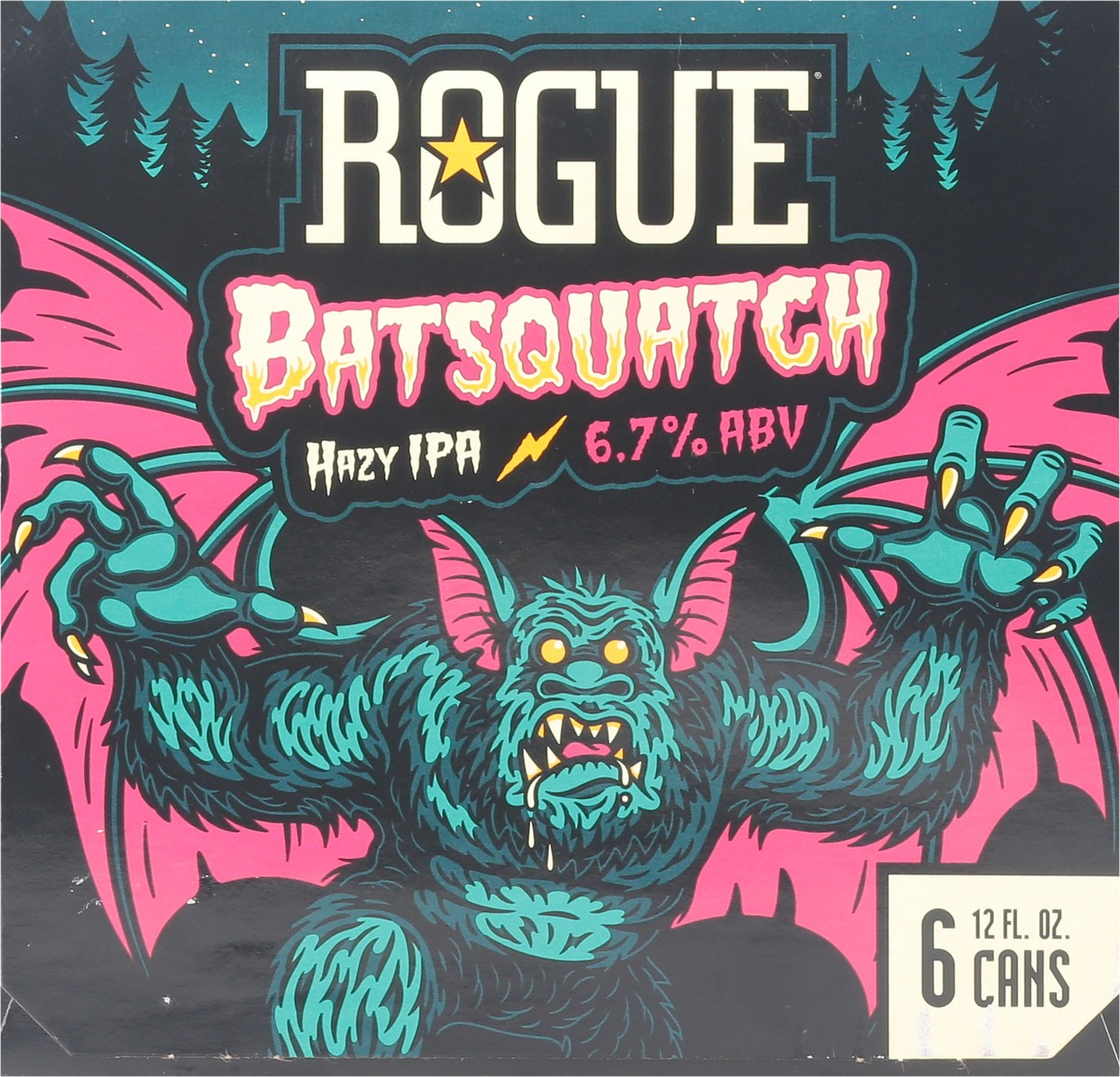 slide 3 of 10, Rogue Hazy IPA Batsquatch Beer 6 - 12 fl oz Cans, 6 ct; 12 oz