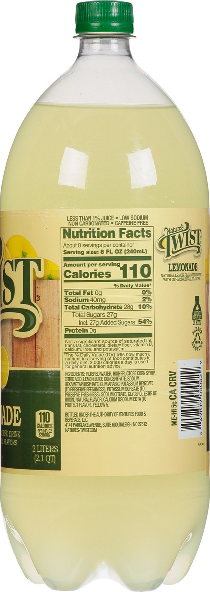 slide 2 of 9, Nature's Twist Sugar Free Original Lemonade 2 l, 2.10 qt